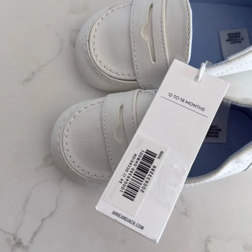 Janie & Jack Baby Penny Loafer in White Size 12-18 Months